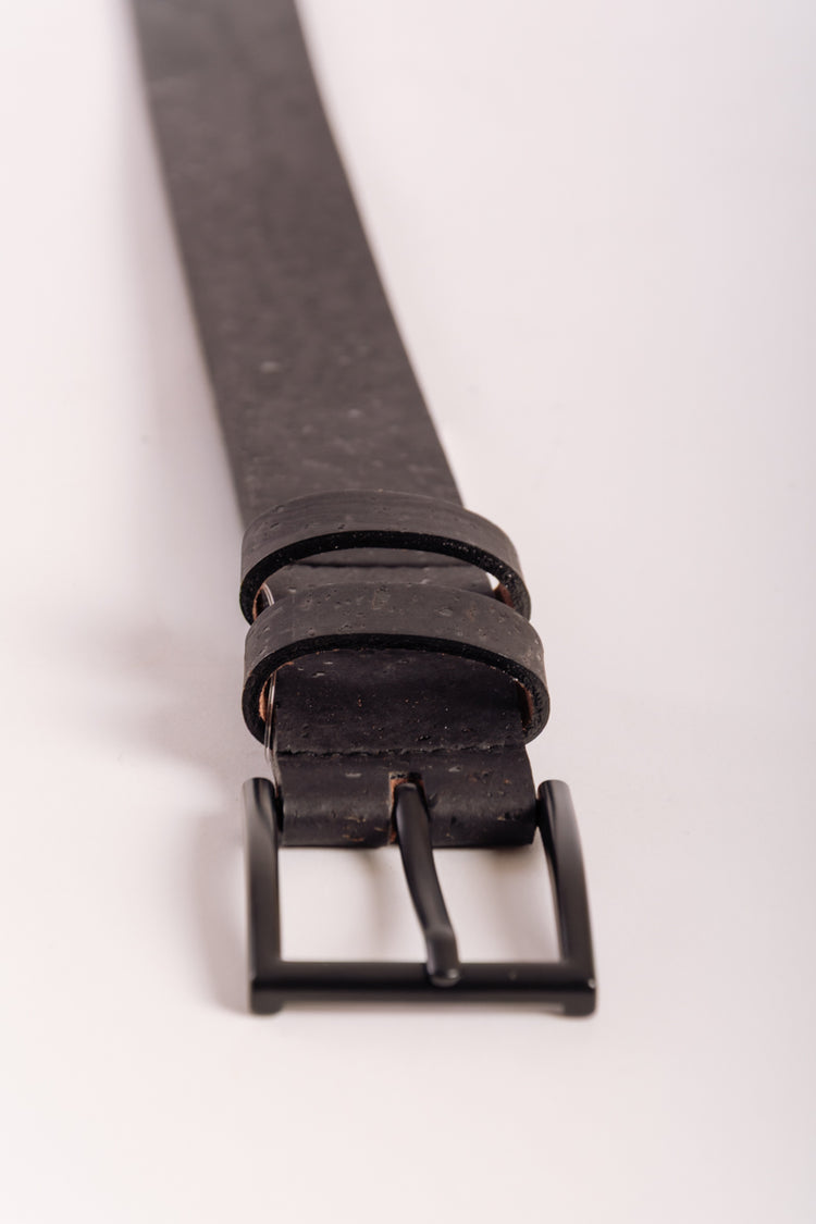 Matte Black Buckle Leather Belt - BLK