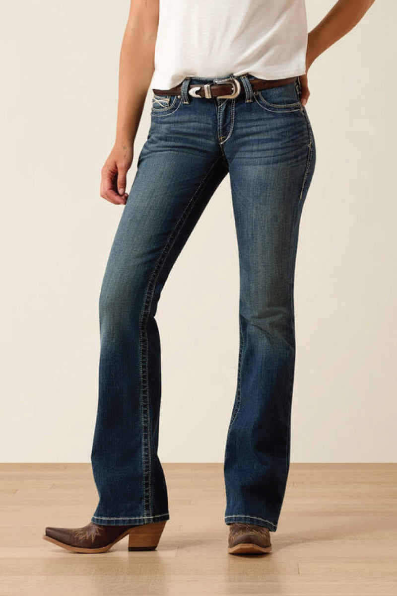 Mid Rise Whipstitch Bootcut Jeans