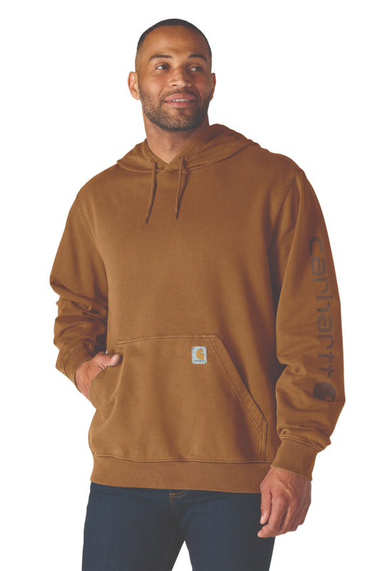 Midweight Garment Dye French Terry Graphic Hoodie - Brown