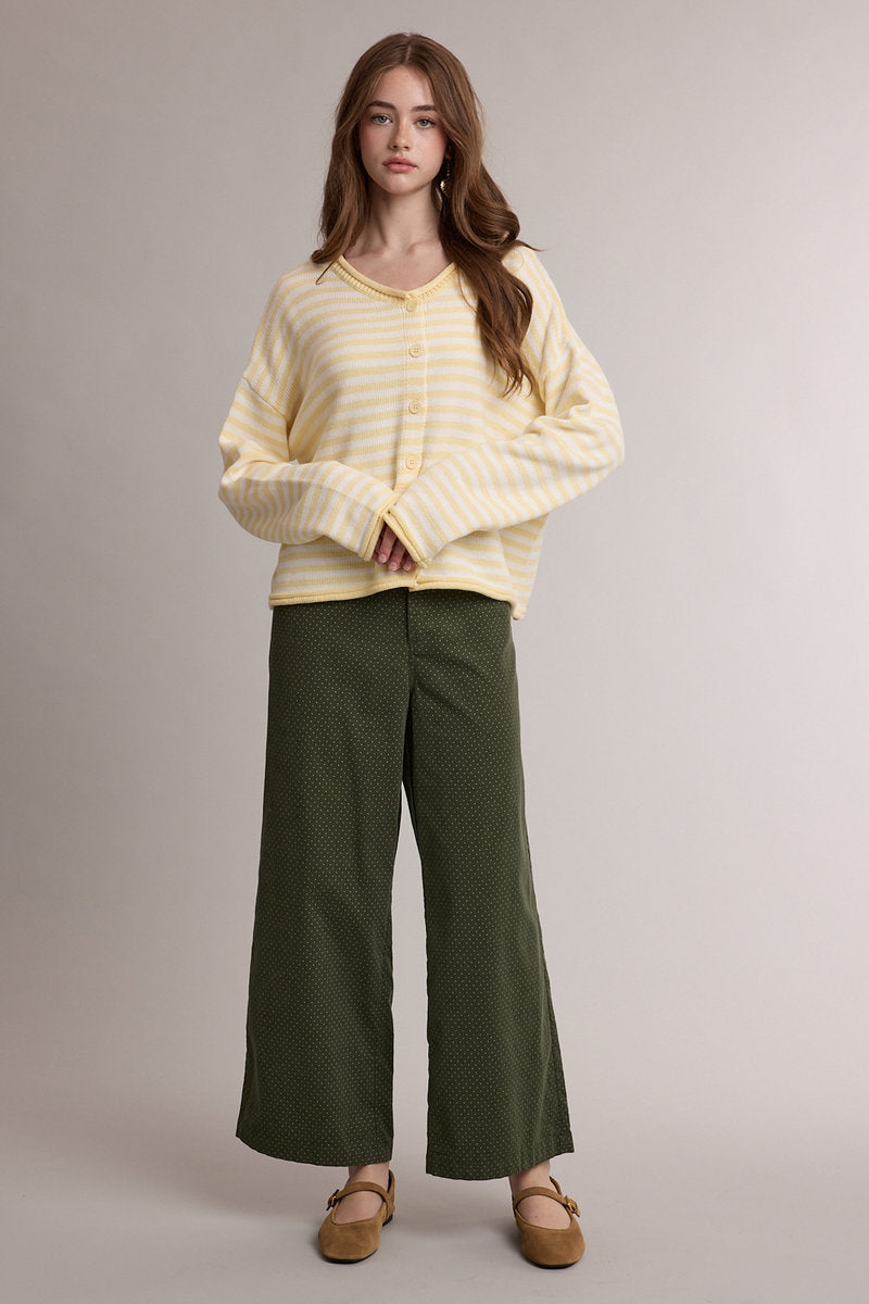 Mini Polka Dot Corduroy Pants - GRN
