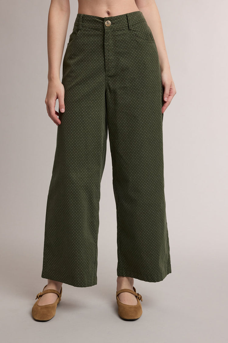 Mini Polka Dot Corduroy Pants - GRN