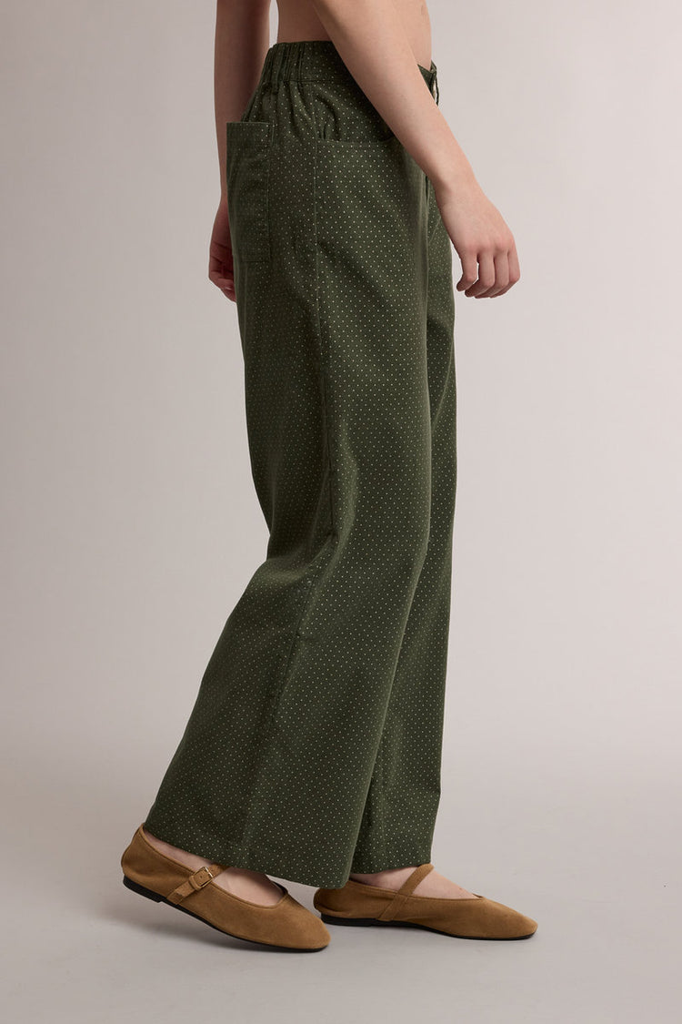 Mini Polka Dot Corduroy Pants - GRN