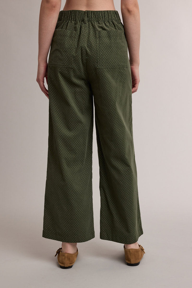 Mini Polka Dot Corduroy Pants - GRN