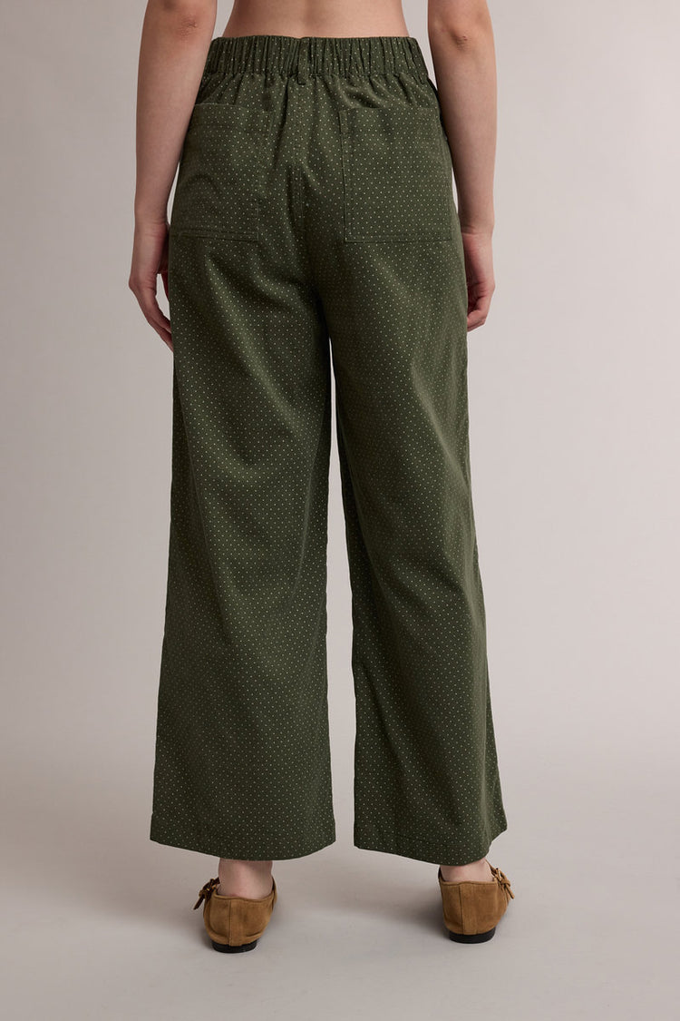 Mini Polka Dot Corduroy Pants - GRN