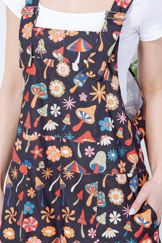Multi Mushroom Corduroy Overalls - MUS