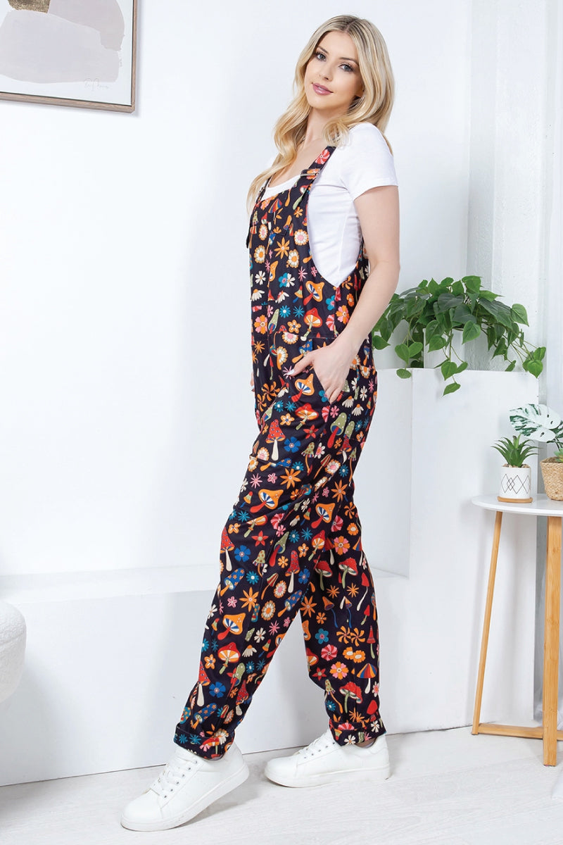 Multi Mushroom Corduroy Overalls - MUS
