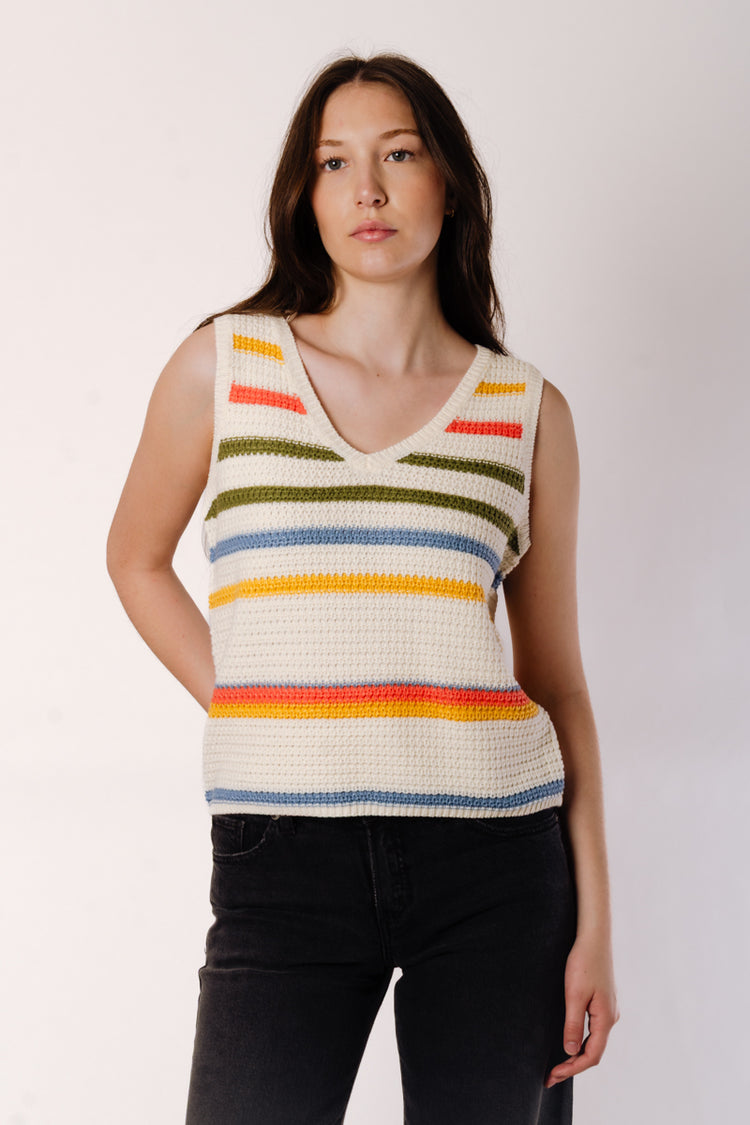 Multi Stripe Sweater Tank - CRM