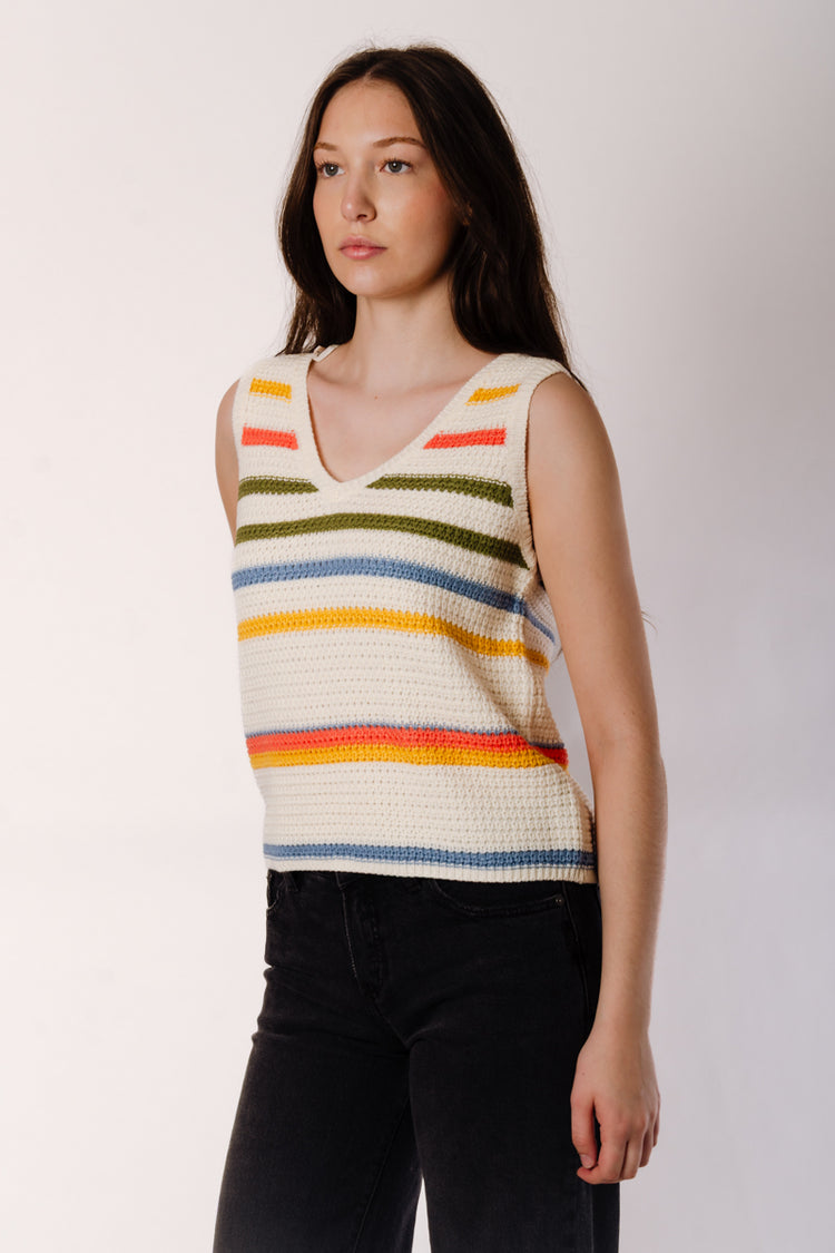 Multi Stripe Sweater Tank - CRM