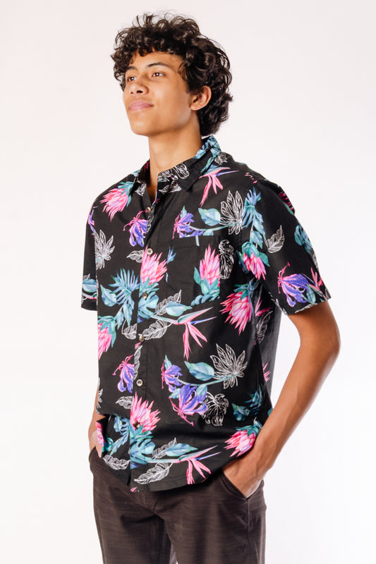 Neon Night Short Sleeve Shirt - BLK