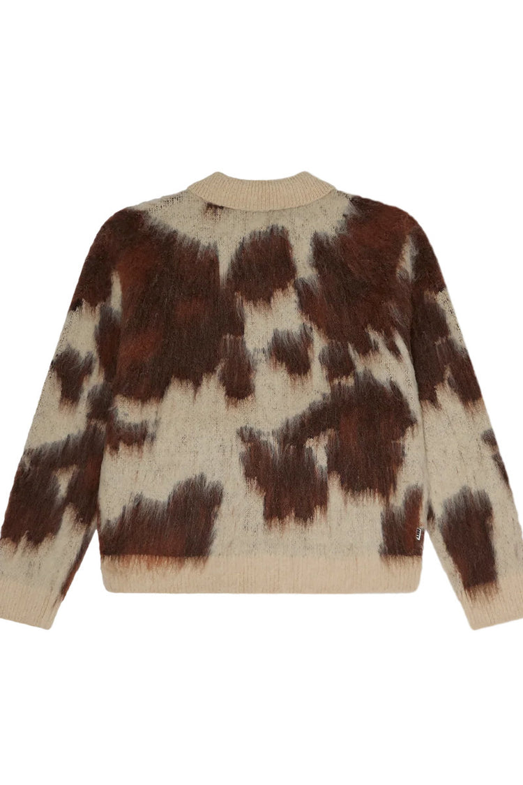 Cow Pattern Zip Sweater - COW
