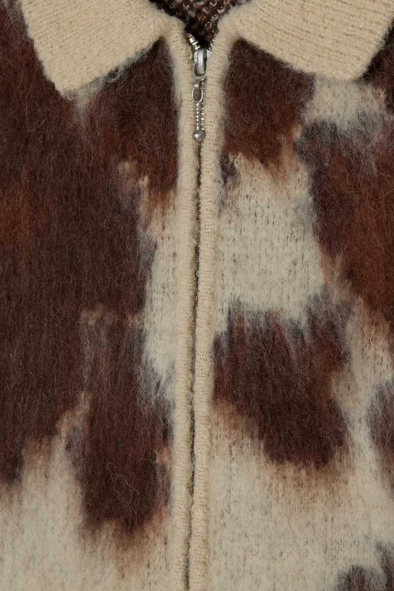 Cow Pattern Zip Sweater - COW