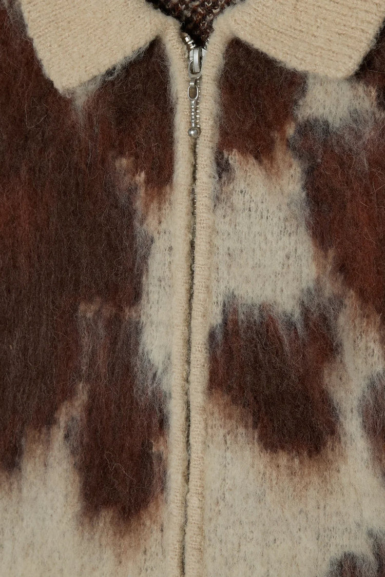 Cow Pattern Zip Sweater - COW