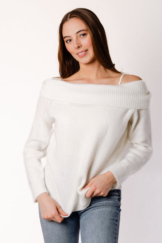 Off Shoulder Sweater - WHT
