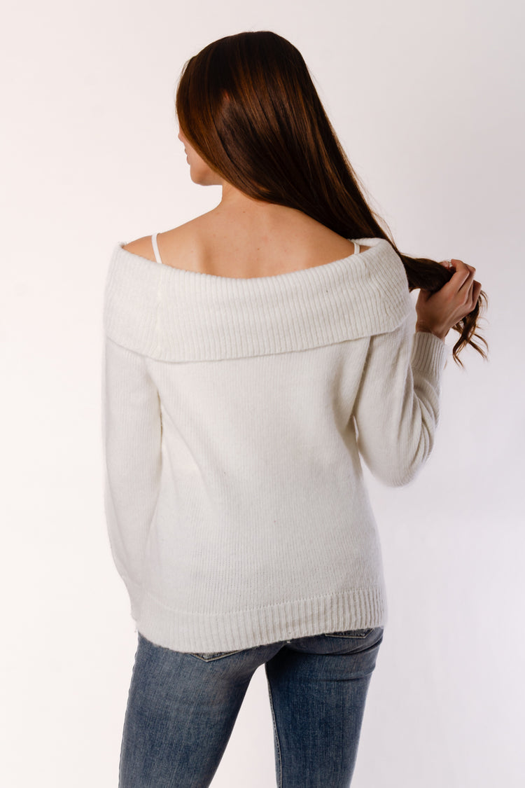 Off Shoulder Sweater - WHT
