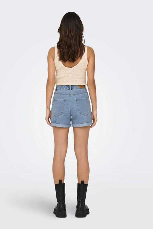 Onlvega High Waisted Denim Mom Shorts - LBD