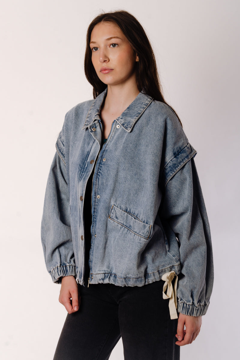 Oversize Denim Bomber Jacket - DNM