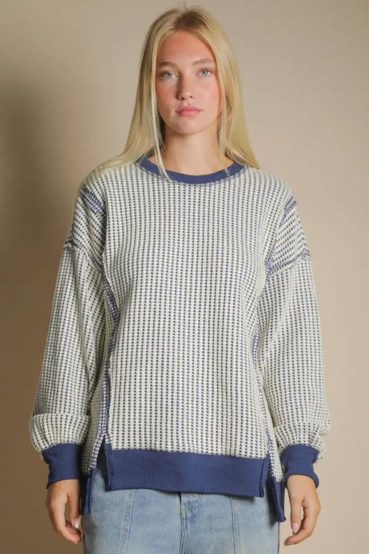Oversize Waffle Long Sleeve - NVY