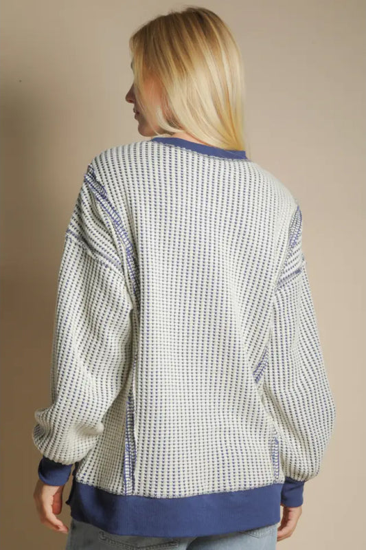 Oversize Waffle Long Sleeve - NVY