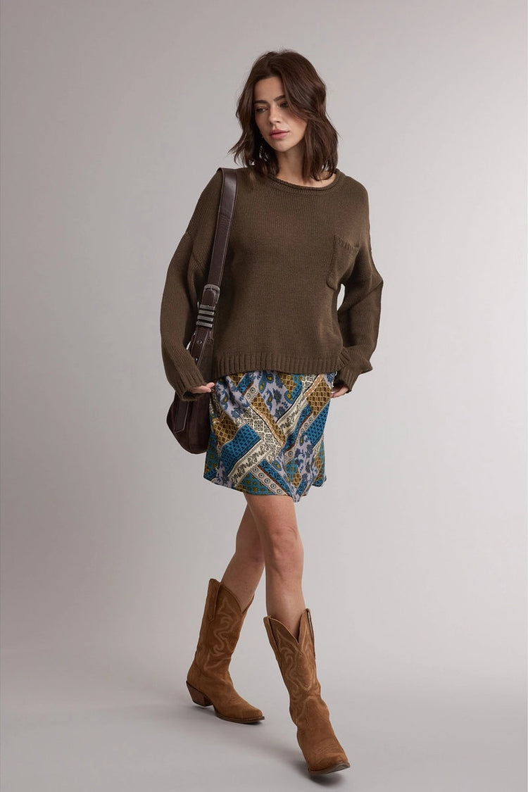 Paisley Mini Skirt - NVY