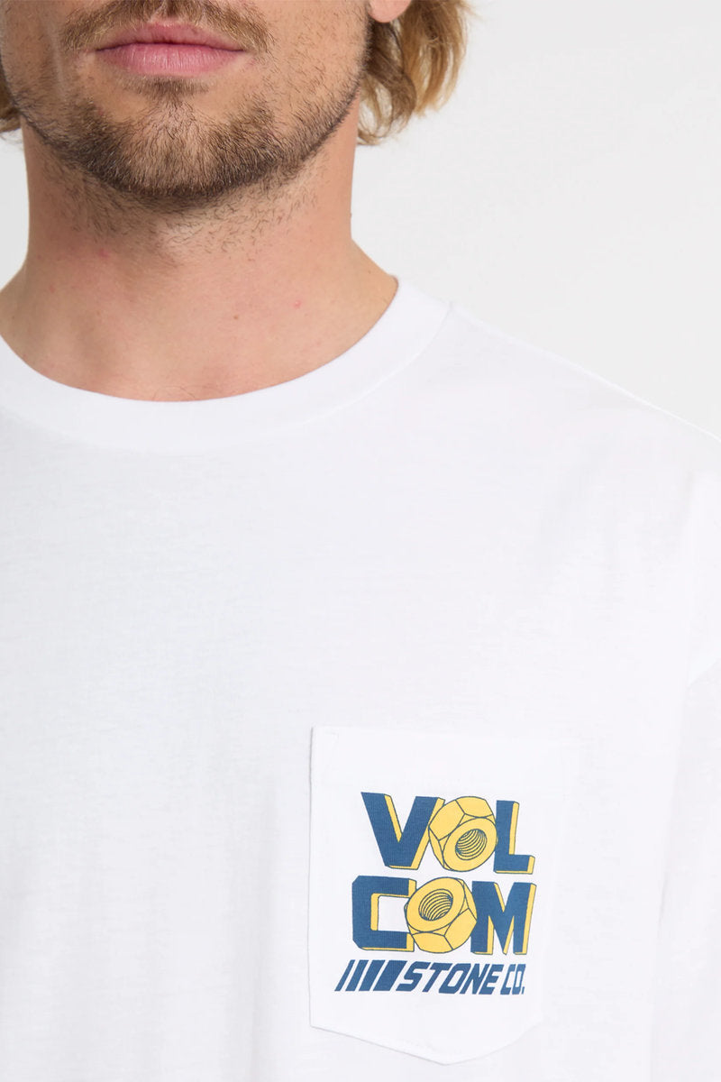 Parted Out Pocket Tee - White