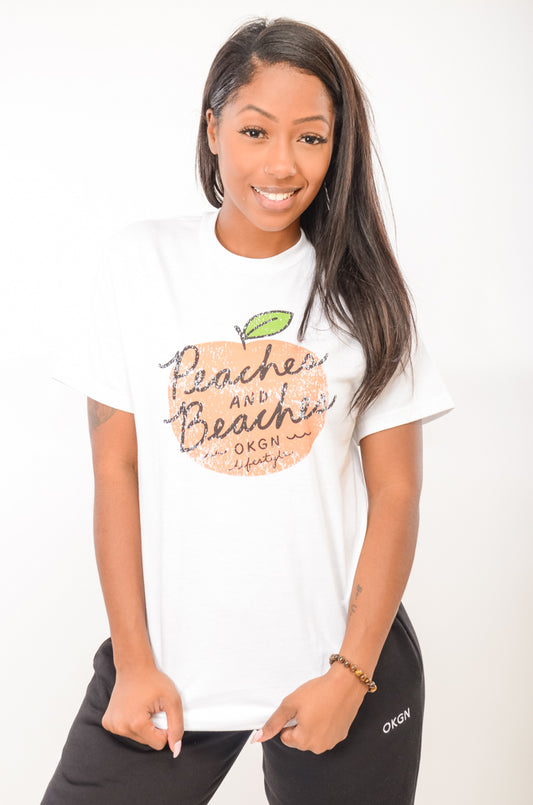 Peaches & Beaches Tee - WHT