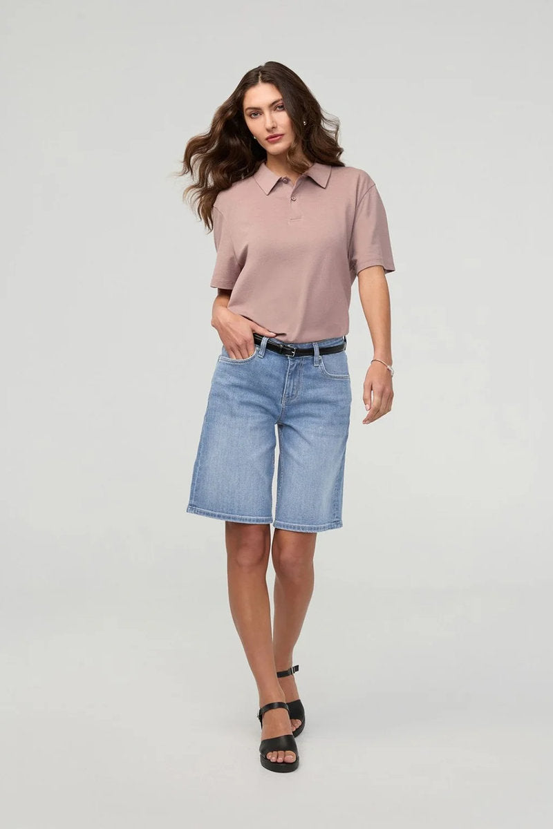 Performance Denim + Mid Rise Loose Shorts - 12