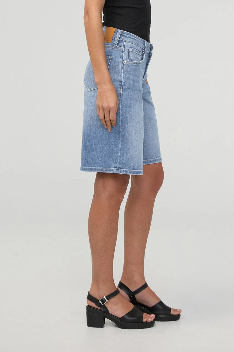 Performance Denim + Mid Rise Loose Shorts - 12