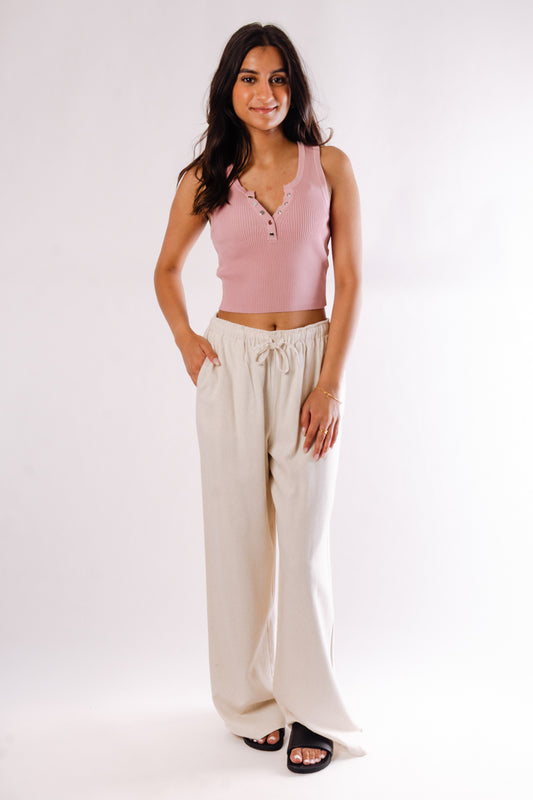 Petal Knit Crop Tank Top - PNK