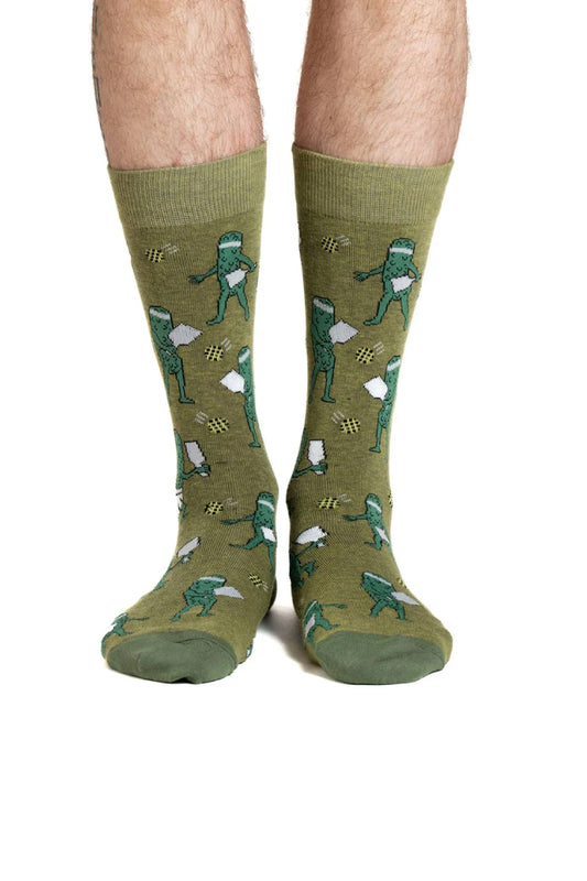 Pickles Playing Pickleball Sock - GRN
