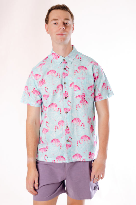 Pink & Feathered Short Sleeve Shirt - LBL