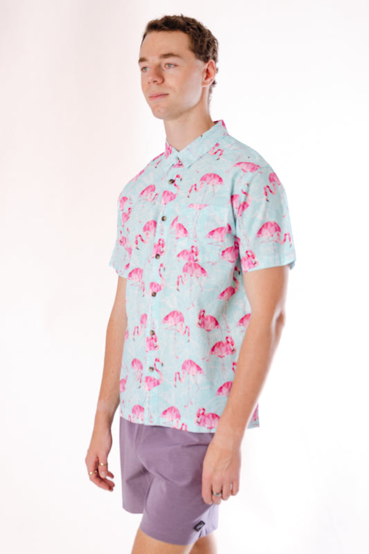 Pink & Feathered Short Sleeve Shirt - LBL