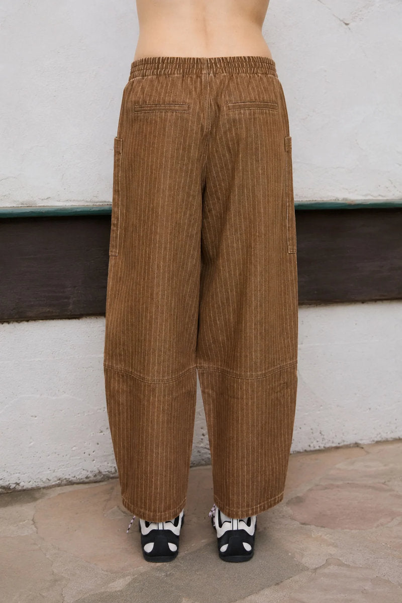 Pinstripe Barrel Jeans - BRN