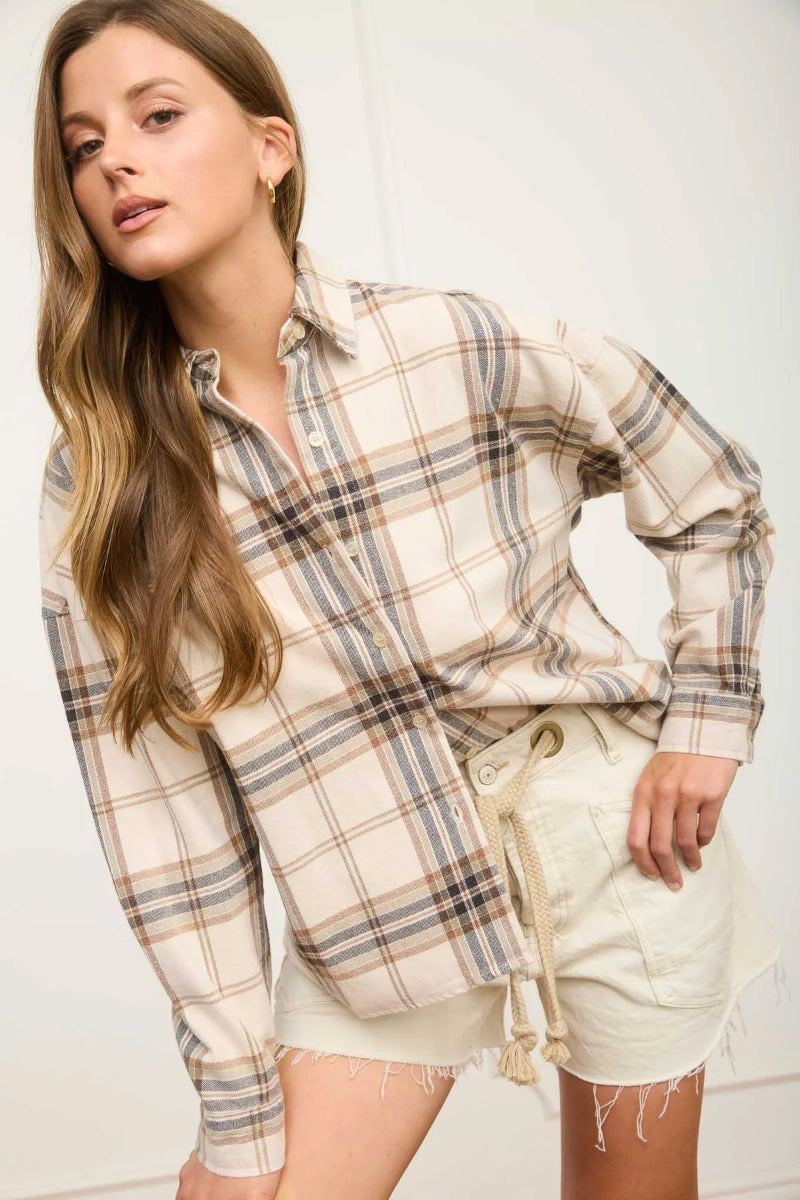 Plaid Boxy Shirt - KHA