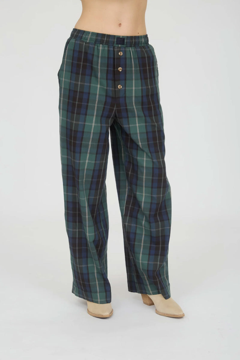 Plaid Lounge Pant - GRN