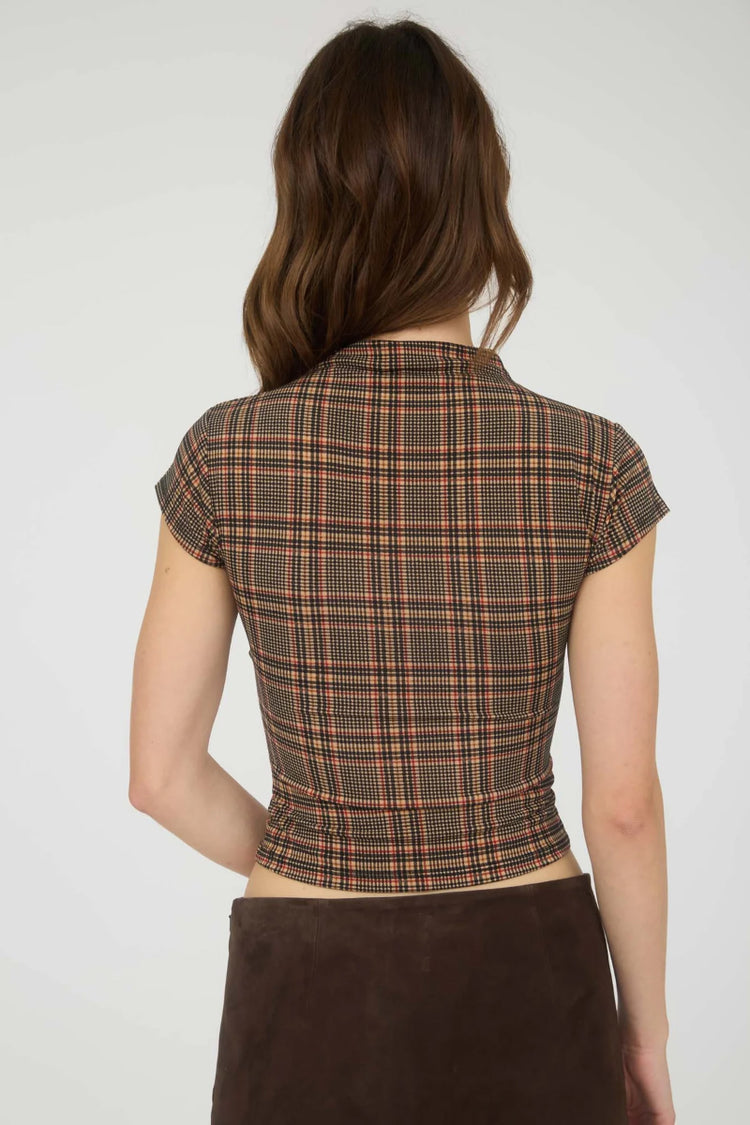 Plaid Mock Neck Crop Top - CML