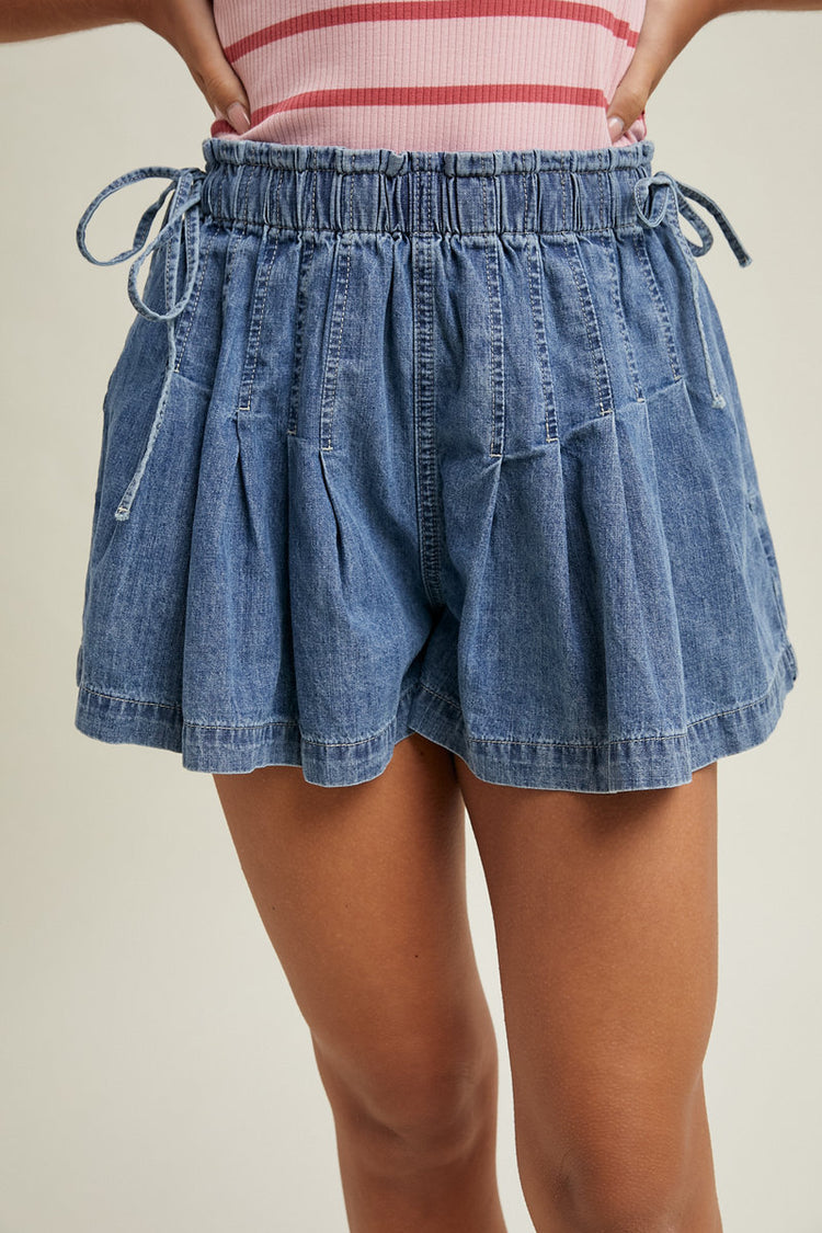 Pleated Denim Shorts - DNM