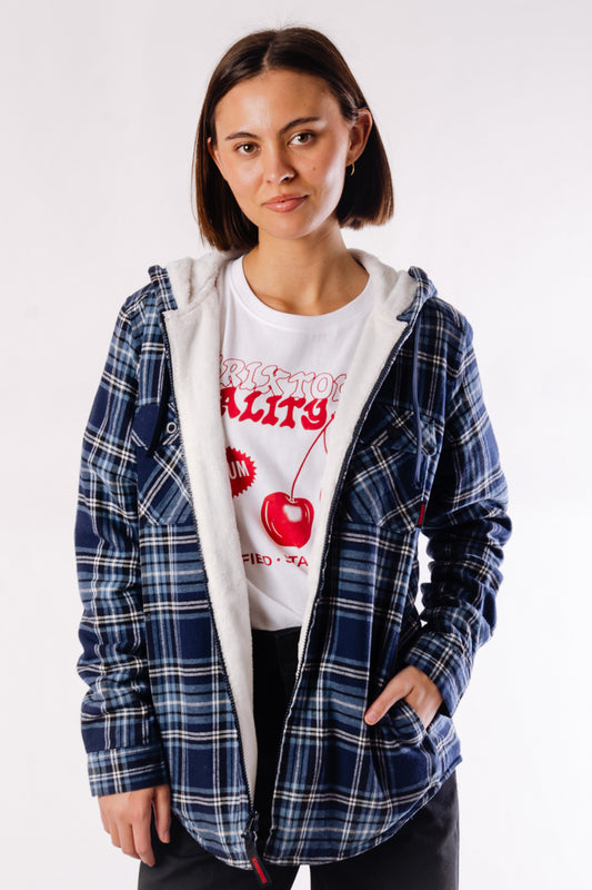 Plush Lined Flannel Jacket - NVY