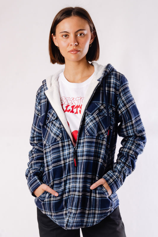 Plush Lined Flannel Jacket - NVY