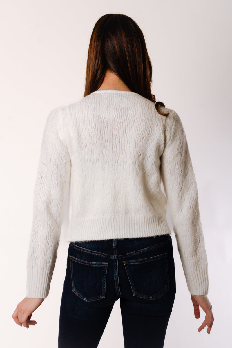 Pointelle Cardigan - WHT