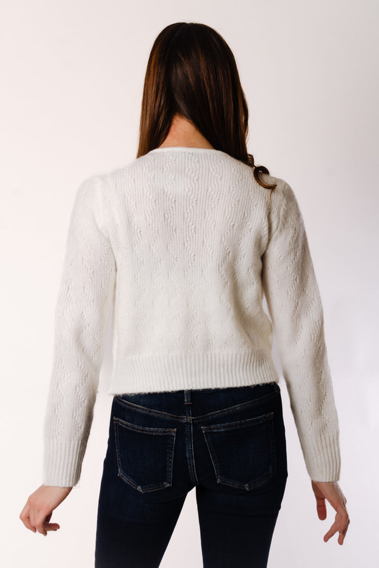 Pointelle Cardigan - WHT