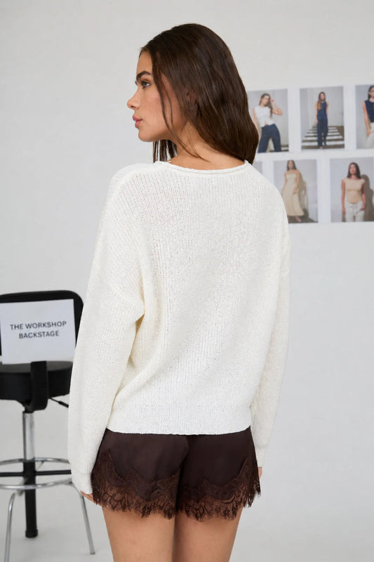 Pointelle Stitch Sweater - CRM