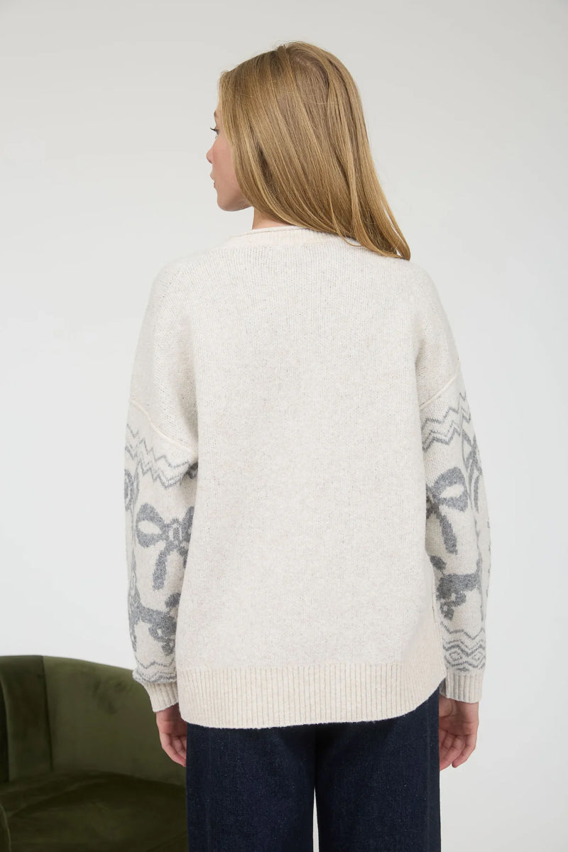 Poodle & Bow Jacquard Sweater - CRM