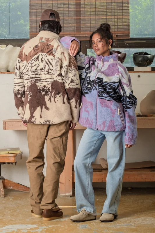 Unisex Printed Sherpa Fleece - SUN