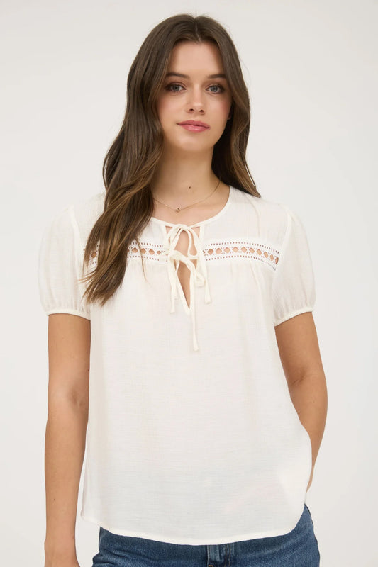 Promise Me Lace Trim Top - CRM
