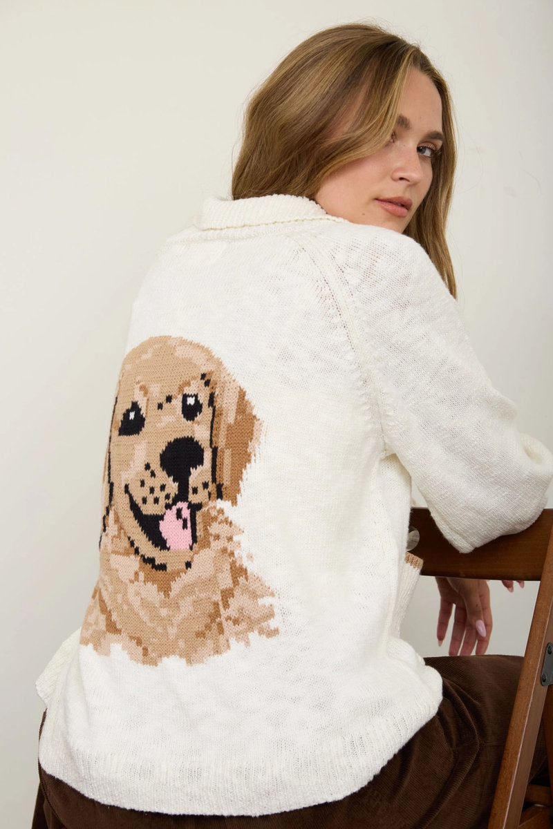 Puppy Jacquard Cardigan - IVR