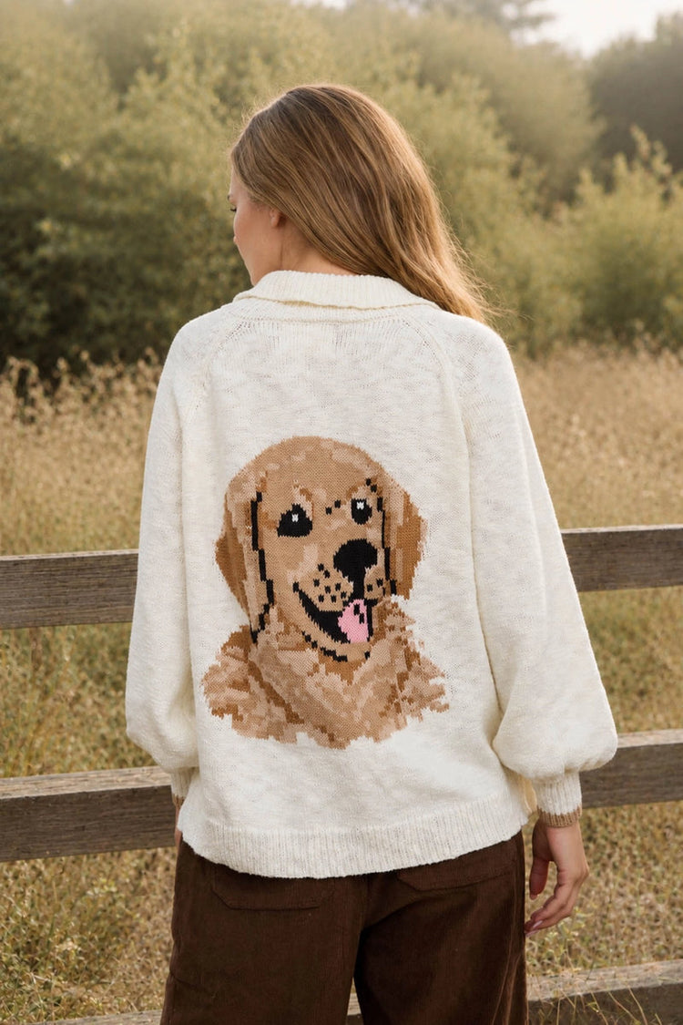 Puppy Jacquard Cardigan - IVR