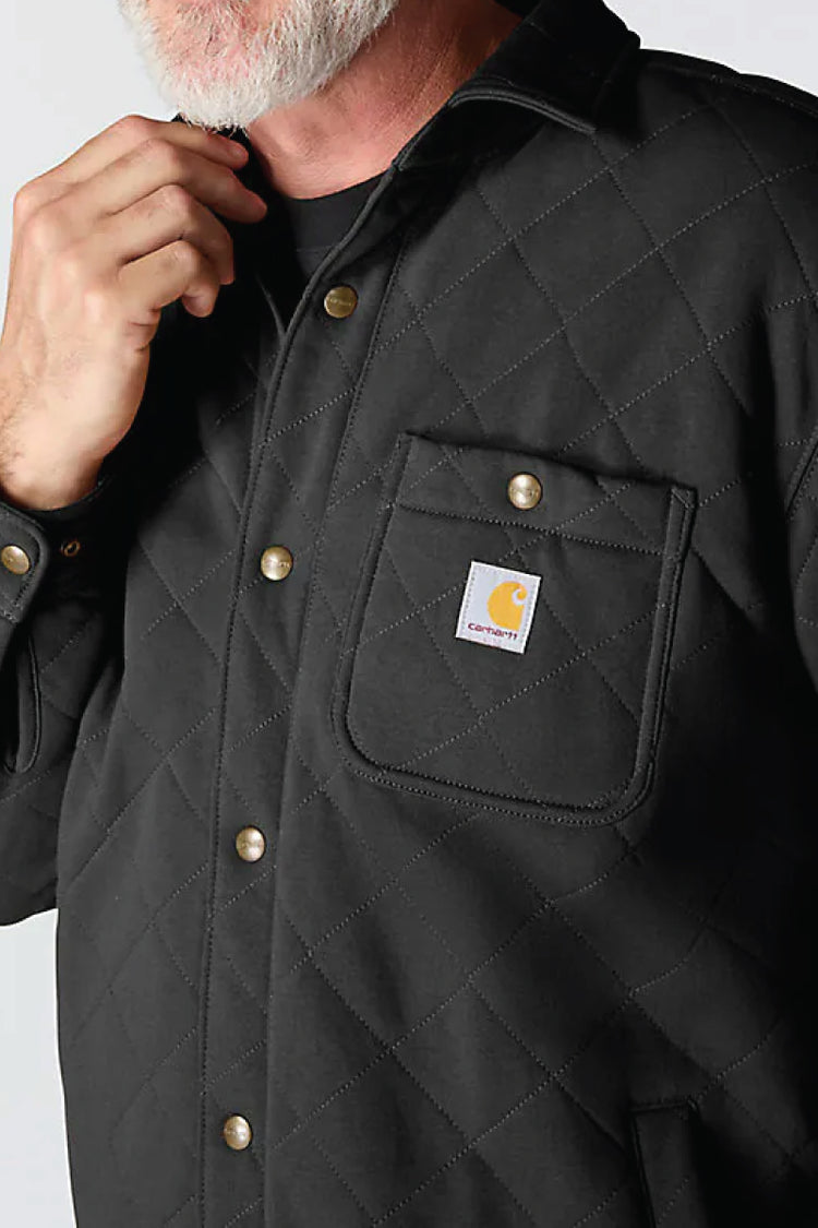 Rain Defender Loose Fit Quilted Snap Jacket - BLK