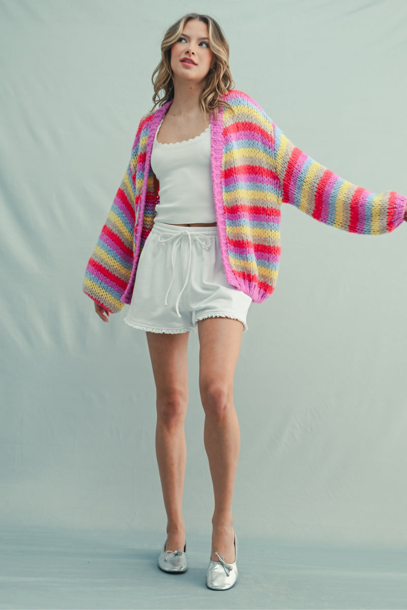 Rainbow Stripe Cardi - PNK