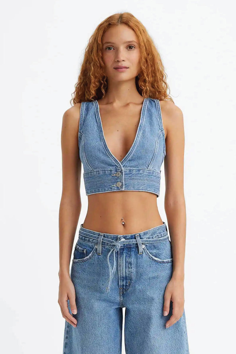 Raine Denim Crop Top - CHK