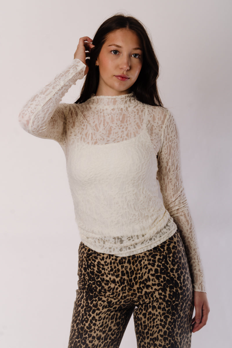 Reiko Lace Long Sleeve Top - WHT